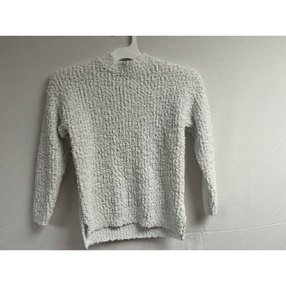 Girls Pullover High neck Long Sleeve Popcorn Knit Sweater White Size 130